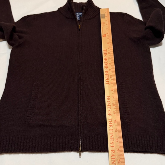Chaps Women’s Full Zip Cardigan 80% Wool Dark Brown Tagged L - Picture 6 of 7